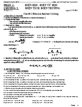 Bài tập ôn tập môn Vật lí lớp 11 - Năm học 2011-2012 - Phạm Quang Huy